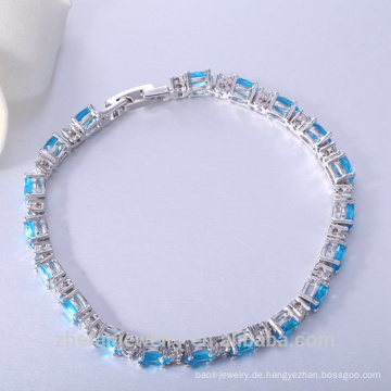 Heißer Verkauf Schmuck Cz Oval Blau Armband Benutzerdefinierte Logo Armband